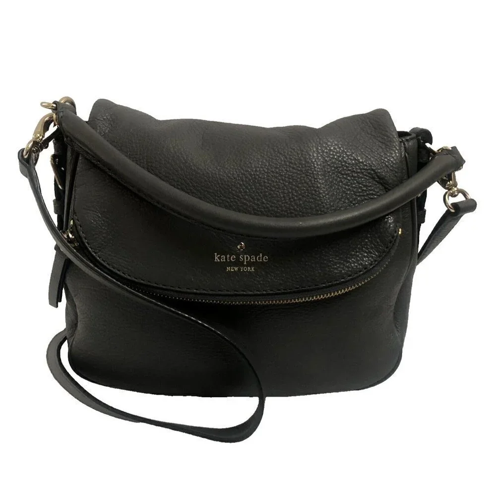 Kate Spade Crossbody Shoulderbag Devin Cobble Hill Smoke Gray Pebble Leather